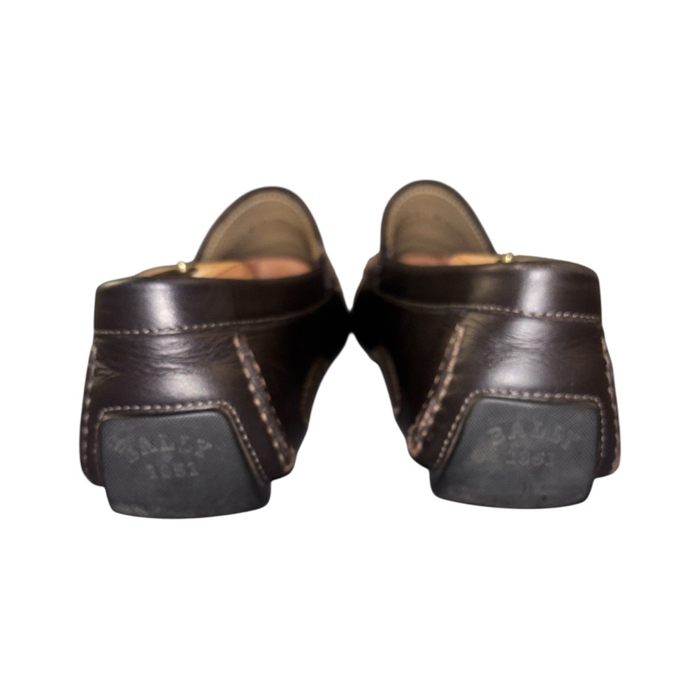 Bally Black Leather Loafers with Red Stripes - Picture 8 of 14